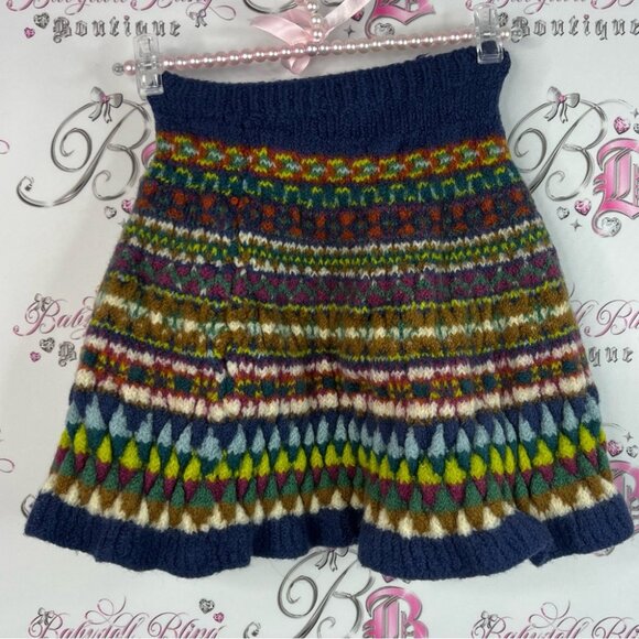 Skirt thick knitted Knit Aztec stripes boho warm winter crochet yarn - Picture 1 of 6